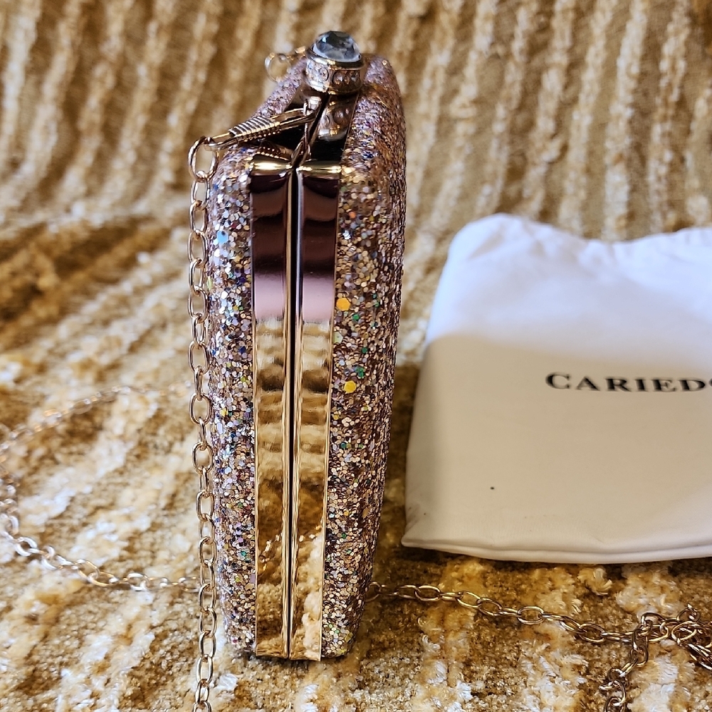 OS Clutch Purse with Chain Glittering Gold - Picture 8 of 10